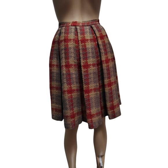 1960s Vintage Handmade Wool Puffy Pleated Big Button Front Tulip Skirt Size XS - Picture 3 of 5